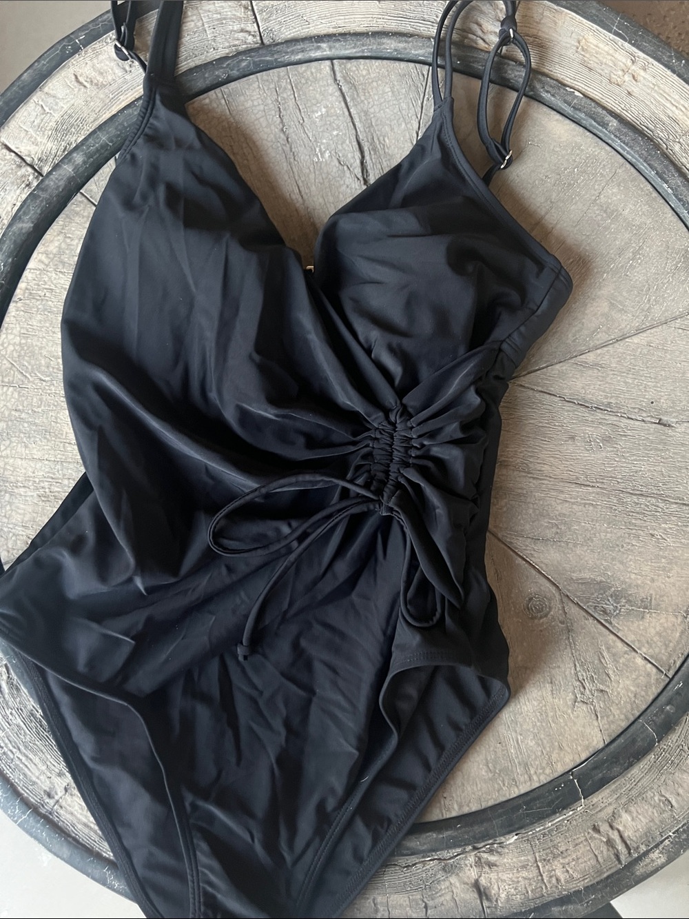 Cupshe Black Ruched-Side One-Piece Swimsuit medium B33
